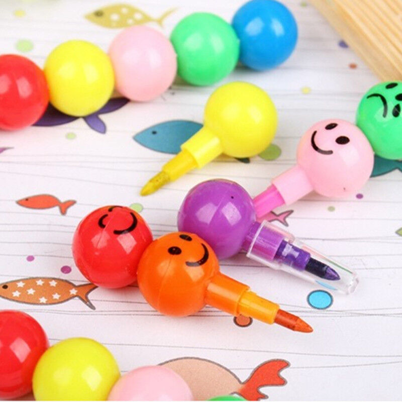 Crayons 7 Colors Pen Haws Cartoon Smiley Graffiti Stationery nice Gifts For Kids