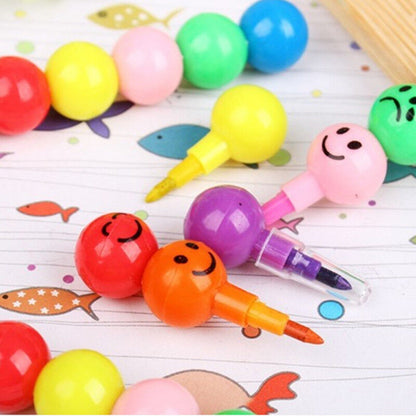 Crayons 7 Colors Pen Haws Cartoon Smiley Graffiti Stationery nice Gifts For Kids