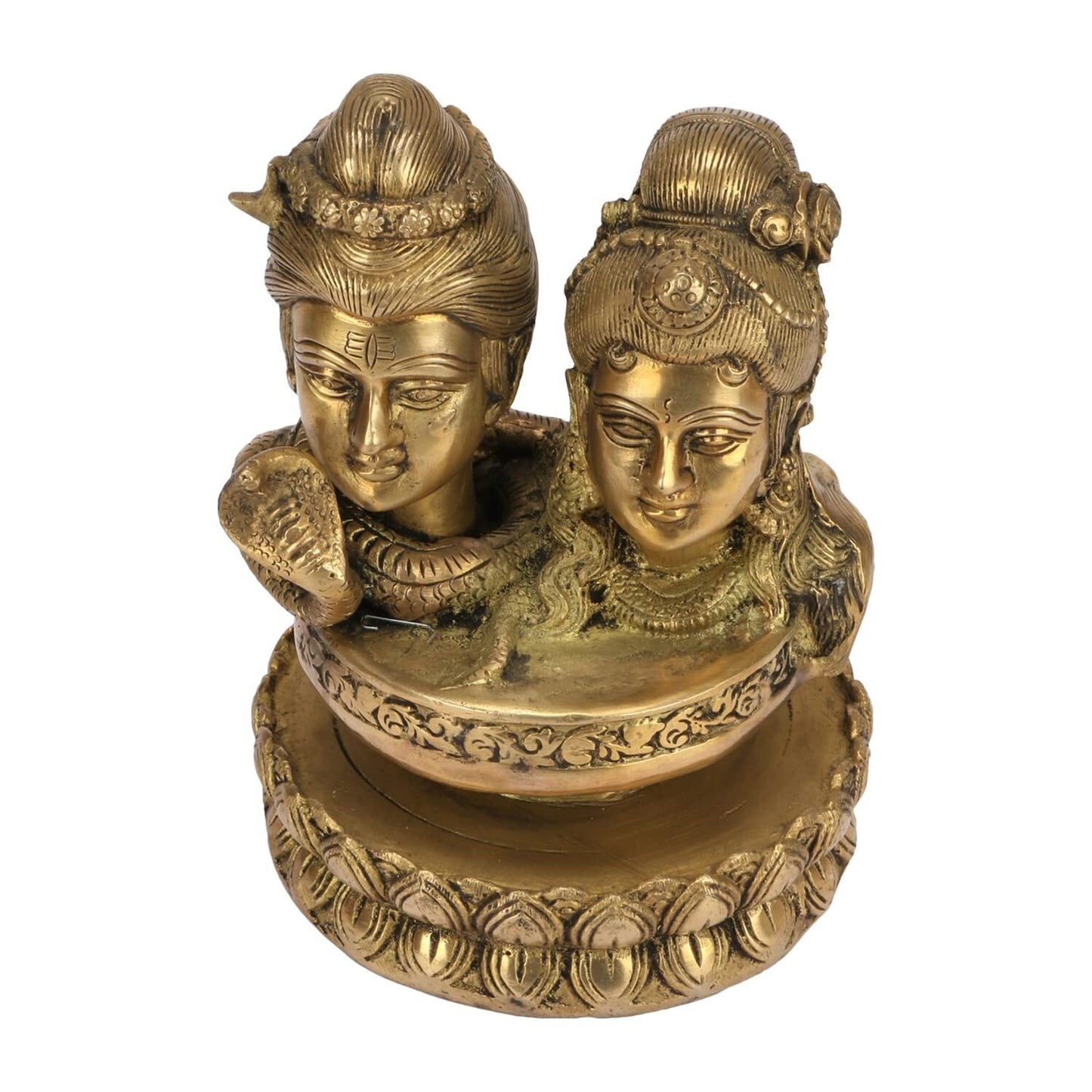 Hindu God Lord Brass Shiv Parvati Idol for Home Décor Showpiece Statute Figurine