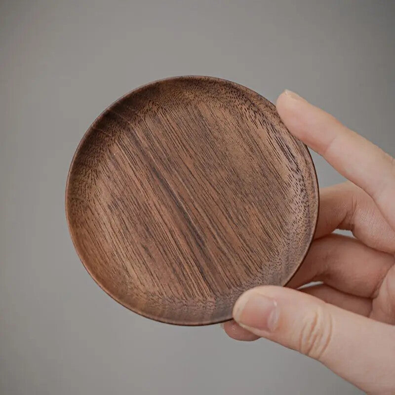 2pcs Black Walnut Coaster Mat Tea Holder Cup Holder Thermal Mat Kung Fu Tea Set