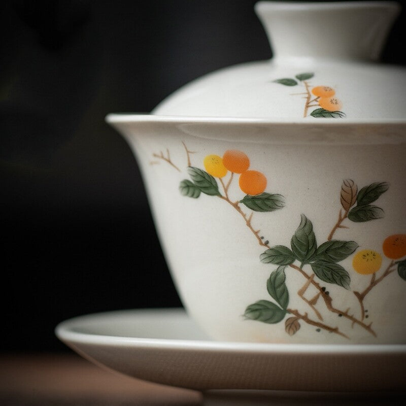 Chinese Porcelain Gaiwan Antique Zen Style Tureen Ceramic Covered Bowl Saucer