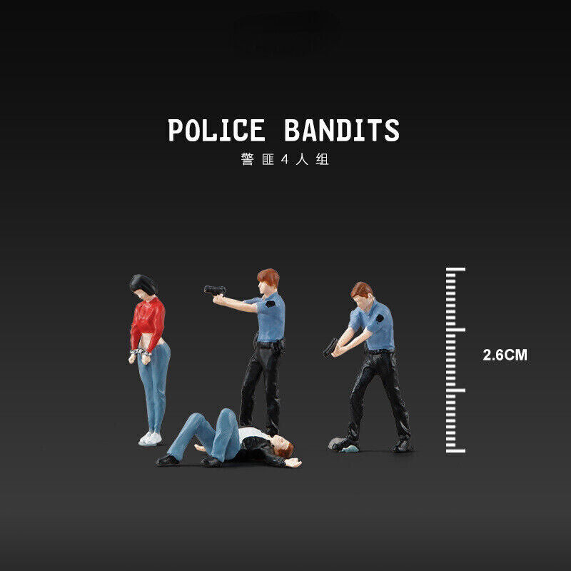 1/64 Figure Model City Road Police Arrest Thief Scene Display Doll Model