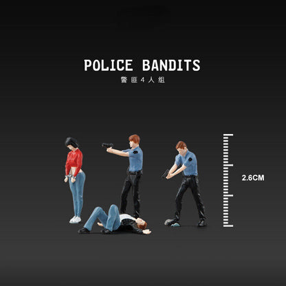 1/64 Figure Model City Road Police Arrest Thief Scene Display Doll Model
