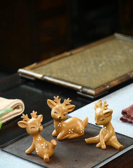 Zisha Tea Pets lovely Deer Purple Clay Tea Play Decor