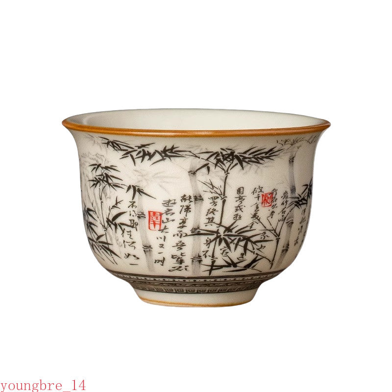 Bamboo Chinese Tea Cup Master Cup Ru Yao Ceramic Opening Teacup Flowers Teaware