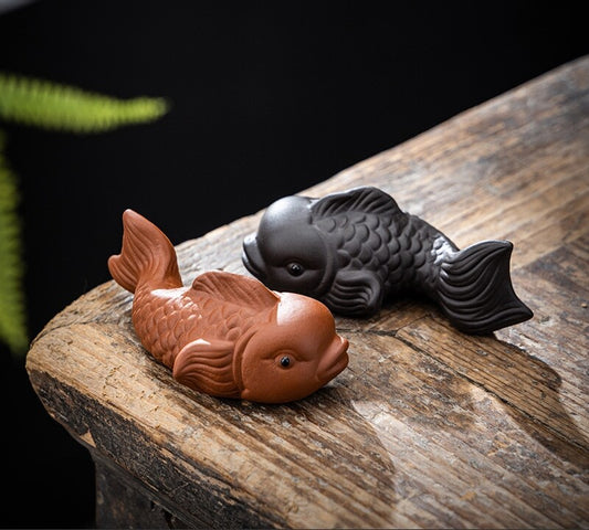 Creative Tea Pet On Sales Fish Statue Small Size Yixing Zisha Purple Clay China