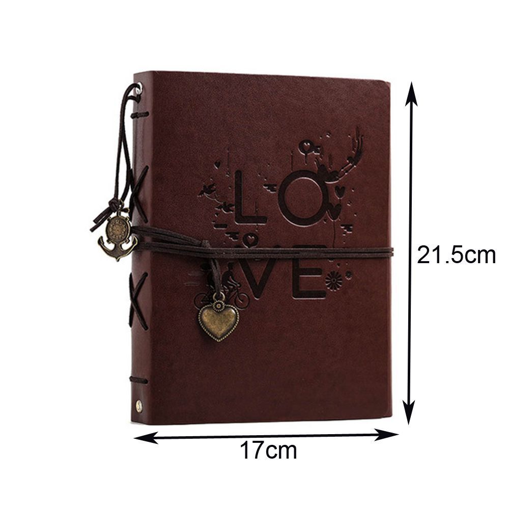 Photo Album 30 Sheet Vintage Leather Scrapbooking Book Refillable Page 21.5x17cm