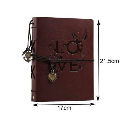 Photo Album 30 Sheet Vintage Leather Scrapbooking Book Refillable Page 21.5x17cm