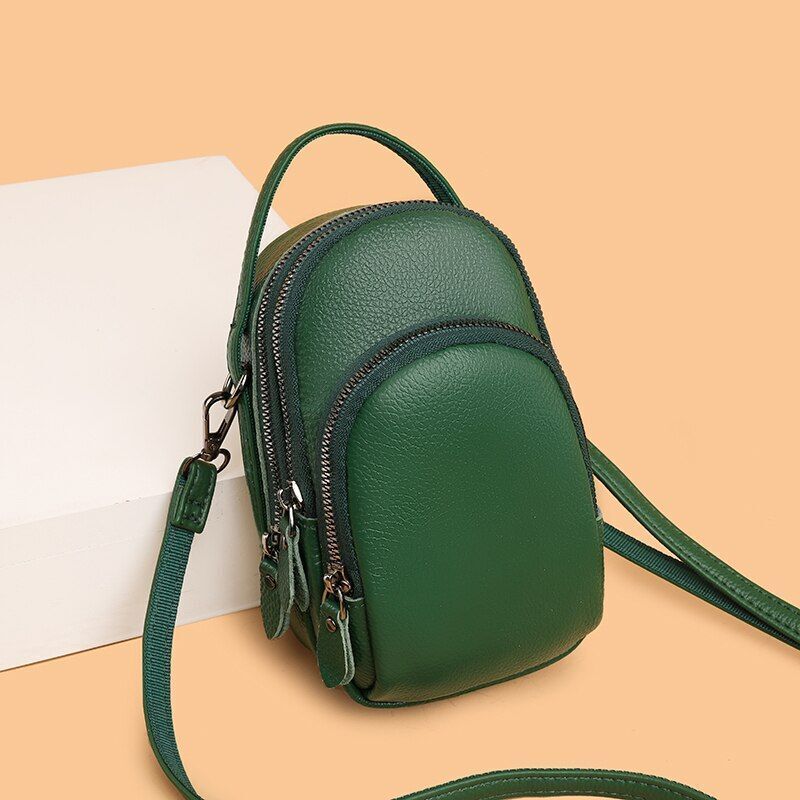 Soft Cowhide Bag 3 Layers Handbag Fashion Genuine Leather Shoulder Crossbody Bag