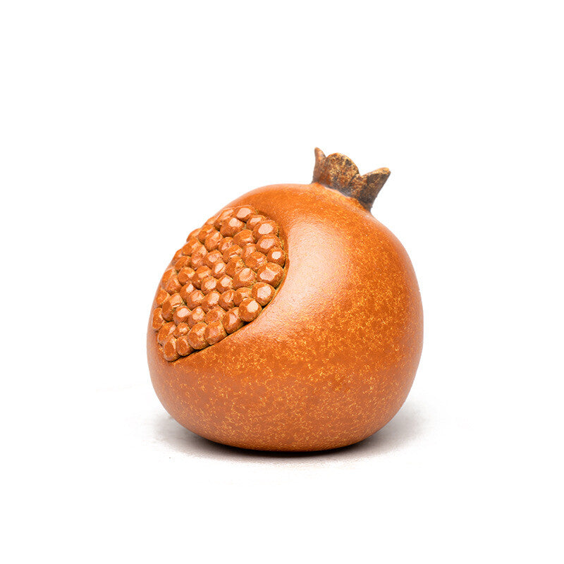 Chinese Yixing Zisha Pottery Lovable Fruit Pomegranate Tea Pet Statues