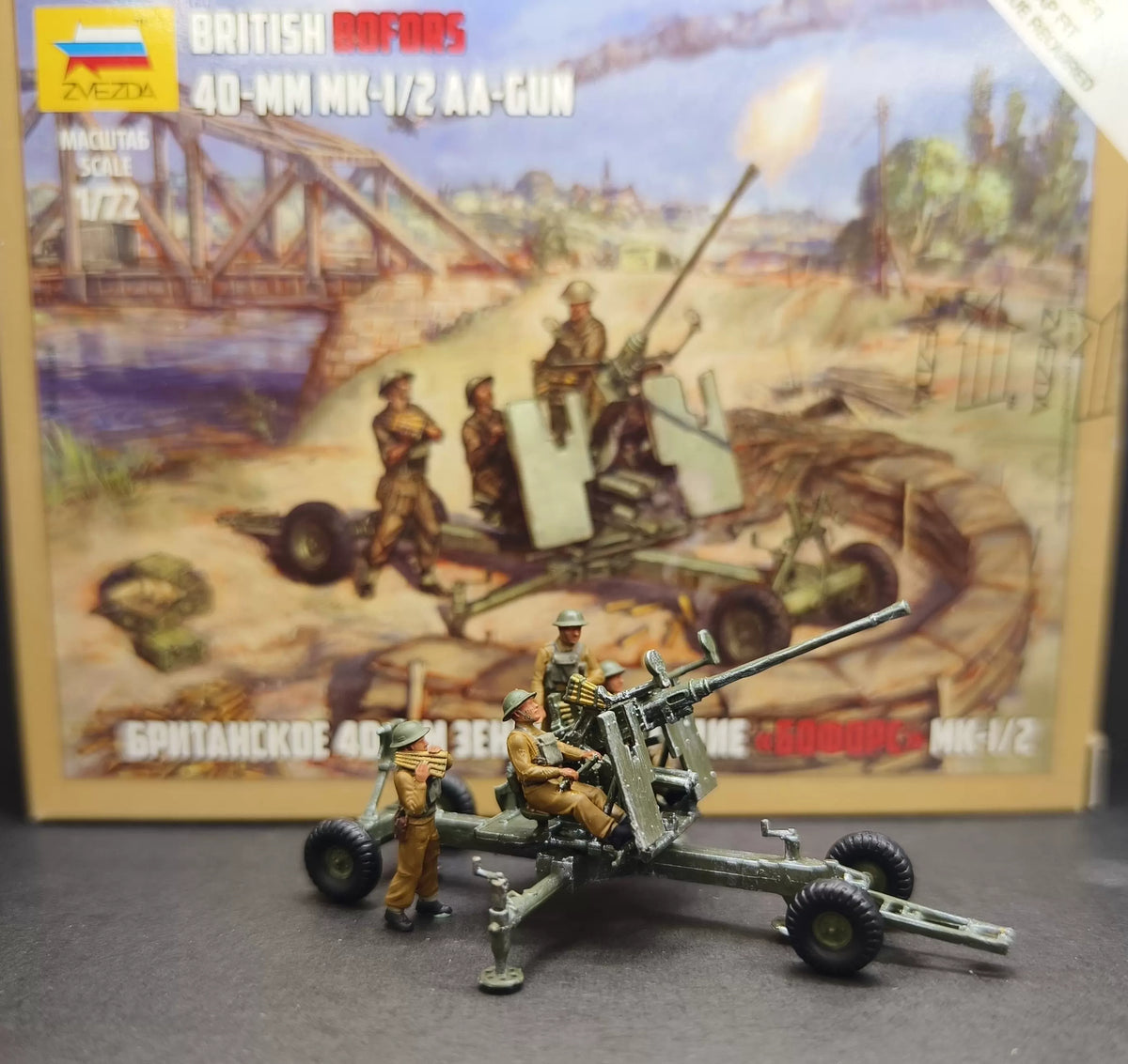 1/72 British Bofors 40-mm MK-2 AA-Gun & Crew handPainted Model*6170