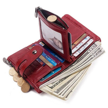 Wallet Genuine Leather Coin Purse Small Zipper Money Bag Mini Card Holder 1 PC