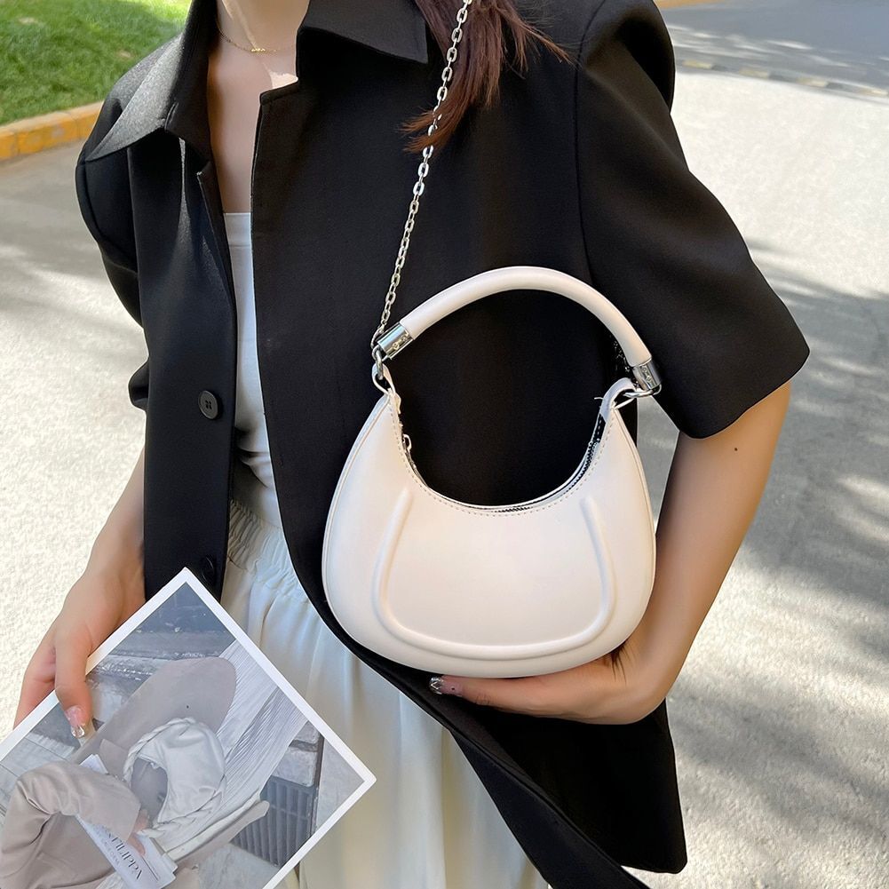 Chain Shoulder Bag Synthetic Leather Crossbody Satchel Handbag 23*19*11CM Zipper