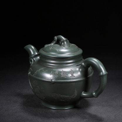 Chinese Yixing Zisha Clay Handmade Exquisite Teapot （竹韵 底款：金鼎商标 ）