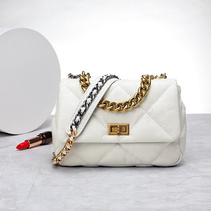 Mini Quilted Sheepskin Leather Small Flap Purse Shoulder Bag Tote Clutch Chains