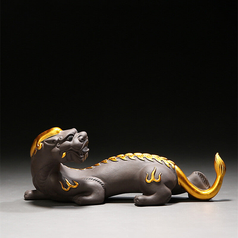 Chinese Yixing Zisha Pottery Tea Pet Purple Clay Pixiu Beast Animal Statue
