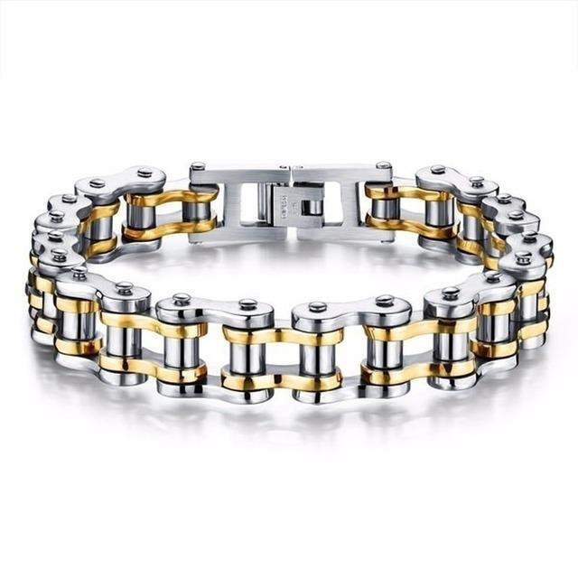 Solid Stainless Steel Motorcycle Bike Chain Design Bracelet Men's Jewelry 8.5 in