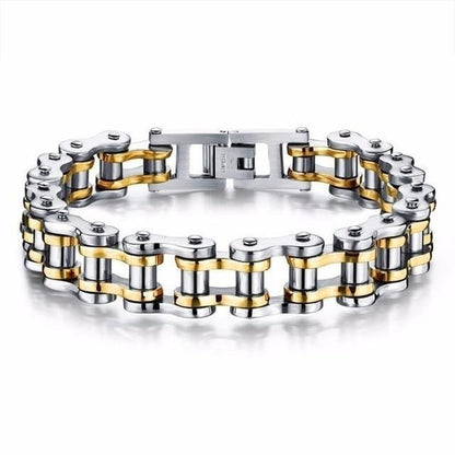 Solid Stainless Steel Motorcycle Bike Chain Design Bracelet Men's Jewelry 8.5 in