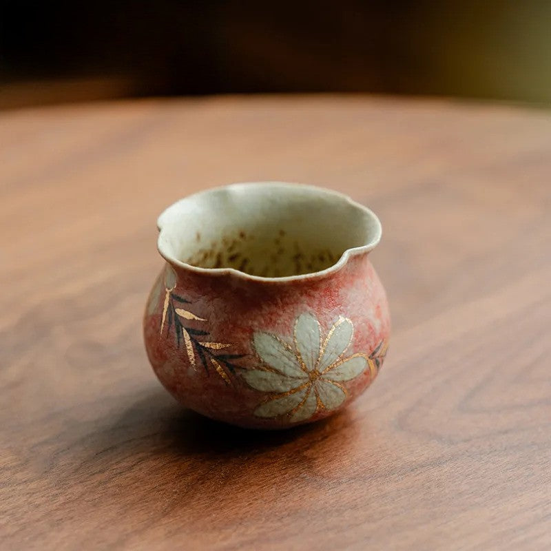 75ml Handpainted Pomegranate Flower Teacup Kungfu Tea Bowl Tea-tasting Cup