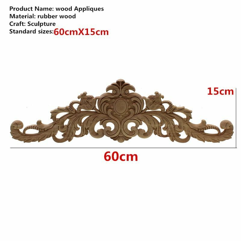 Natural Wood Appliques Furniture Cabinet Unpainted Wooden Carving Moulding Decal
