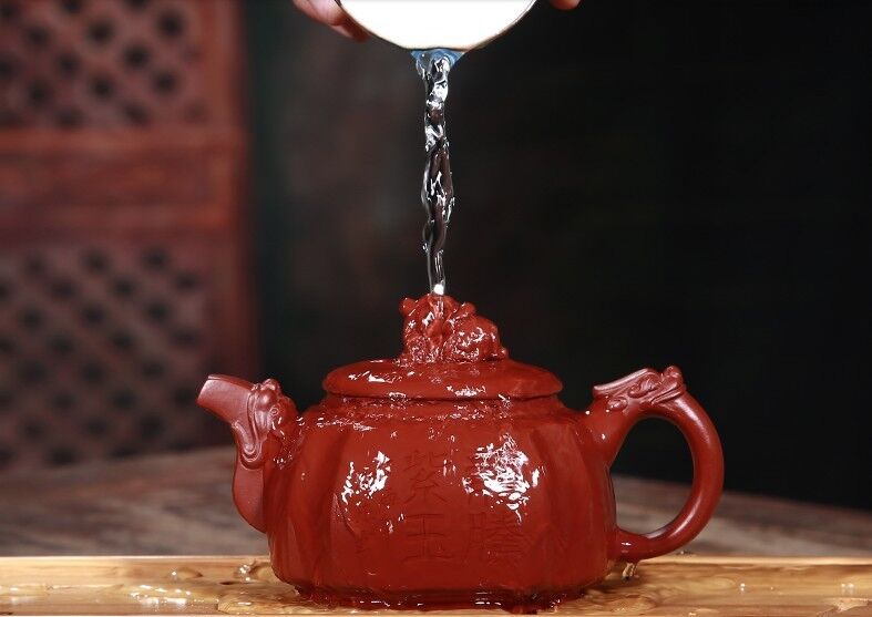 240cc chinese Yixing Handmade Zisha DaHongPao clay Teapot LongDeng Hu Tea Pot