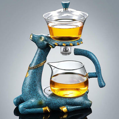 Glass Teapot Infuser Magnetic Drip Pot Maker Dripping W/ Base Reindeer Decor