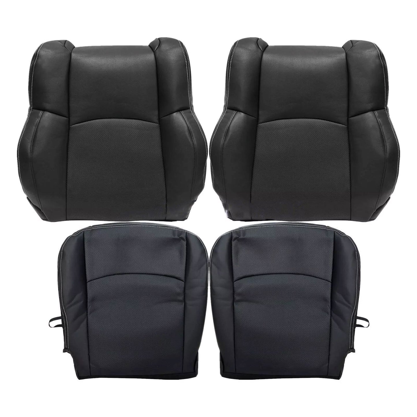 4PCS For Dodge Ram 2013-18 Driver Passenger Bottom Top Perf Leather Seat Cover