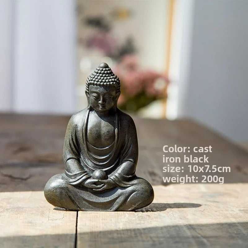 Chinese Vairocana Buddha Statue Cast Iron Retro Home Decoration Paperweight