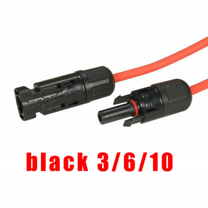 Black+Red 10 AWG Solar Panel Extension Cable Silicone Flexible Wire Connectors
