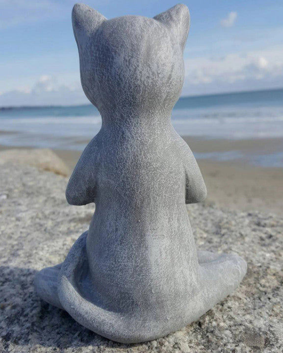 Cat Buddha Zen Statue Table Outdoor Garden Lotus Shape