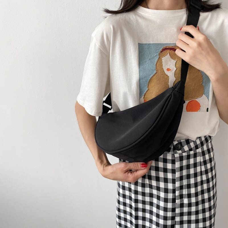 Crossbody Canvas Sling Bag Hobos Chest Students Shoulder Bag Adjustable Straps