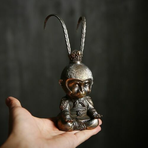 Brass Monkey King Sun Wukong Buddha Statue Folk Sculpture Zen Feng Shui Decor
