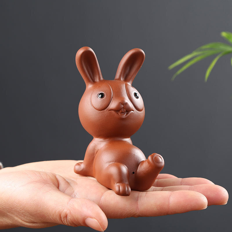 tea pet yixing zisha purple clay rabbit statue small size creative tea play new
