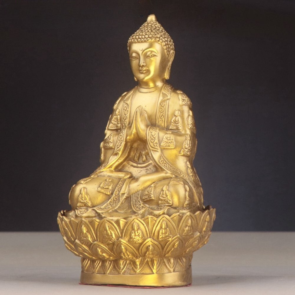 18cm 7" New Buddhism Brass Ten Thousand Buddha Tathagata Sakyamuni Buddha Statue