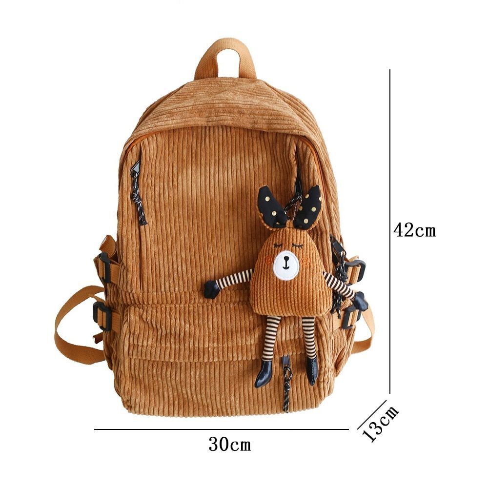 Corduroy Backpack Khaki/Blue/Black Cute Teenage Bag Book Pack Fashion Purse 1 PC