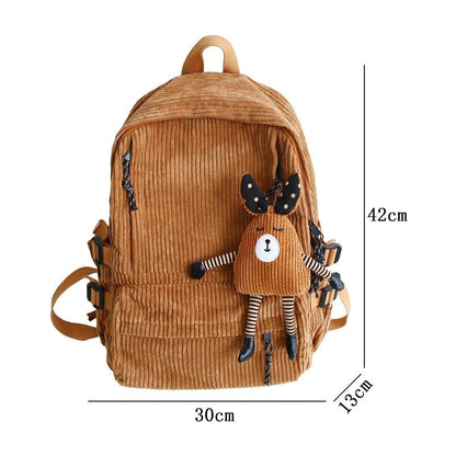 Corduroy Backpack Khaki/Blue/Black Cute Teenage Bag Book Pack Fashion Purse 1 PC