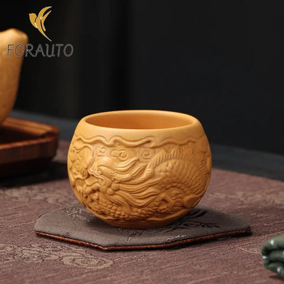 100Ml Purple Clay Relief Dragon Teacup Personal Cup Kung Fu Teacup -