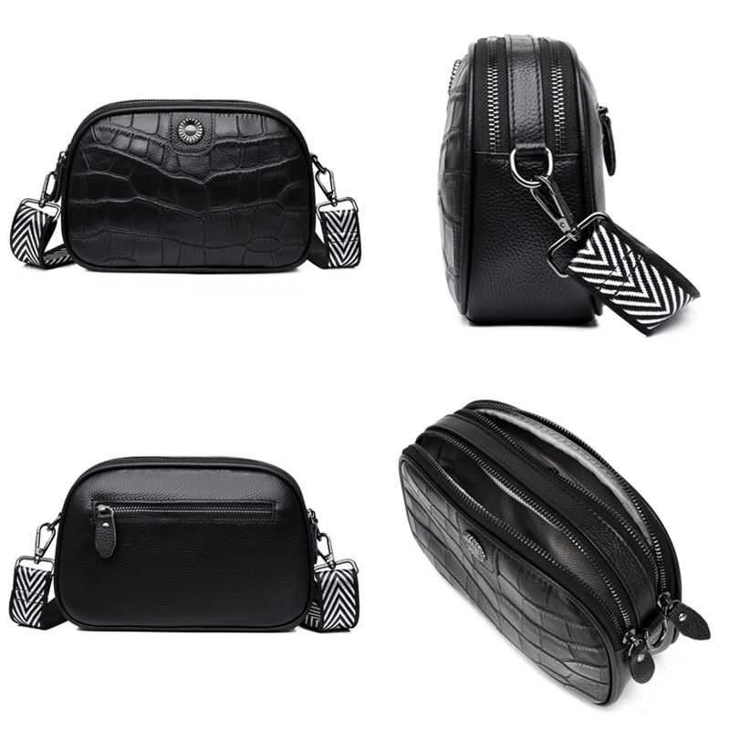 Soft Cowhide Messenger Bag Genuine Leather Shoulder Bag Luxury Handbag Polyester