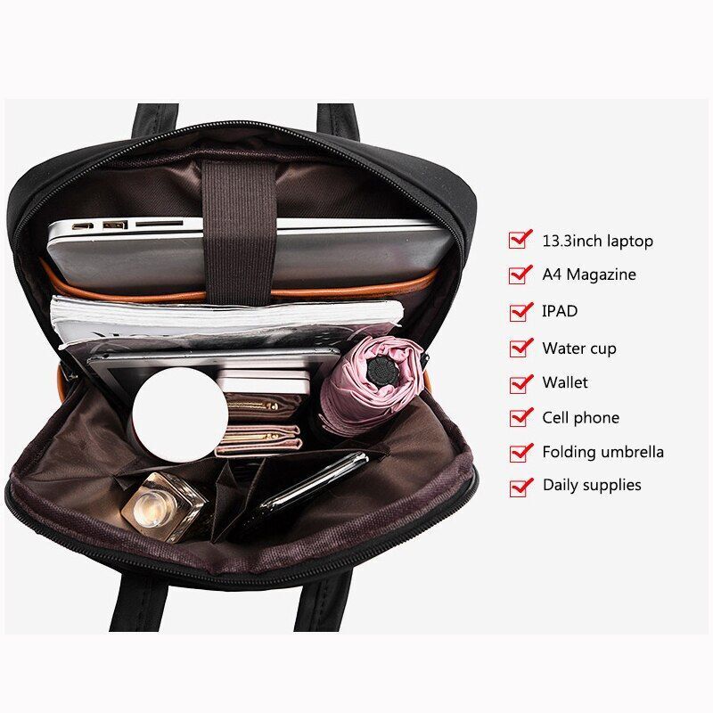 Laptop Backpack Teenagers Waterproof Travel Bags Student Black 37*29*12CM Oxford