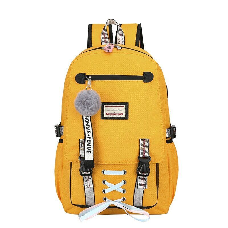 Nylon Women Accessories School Backpacks Anti Theft USB Charge Backpack Girl Bag