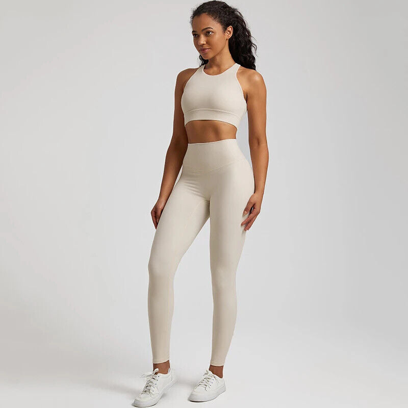Yoga Set Women Gym Set Clothes 2pcs Running Suit Sports Leggings Pant Sportswear
