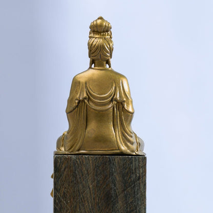 Bronze Copper Statue Carved Buddha Kwan-Yin Bodhisattva Decor Figurine Decorate