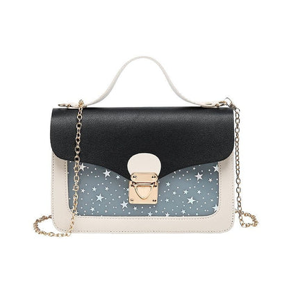 Cover Lock Small Square Purse Sequined Star Print Artificial Leather 21*13*4.5CM