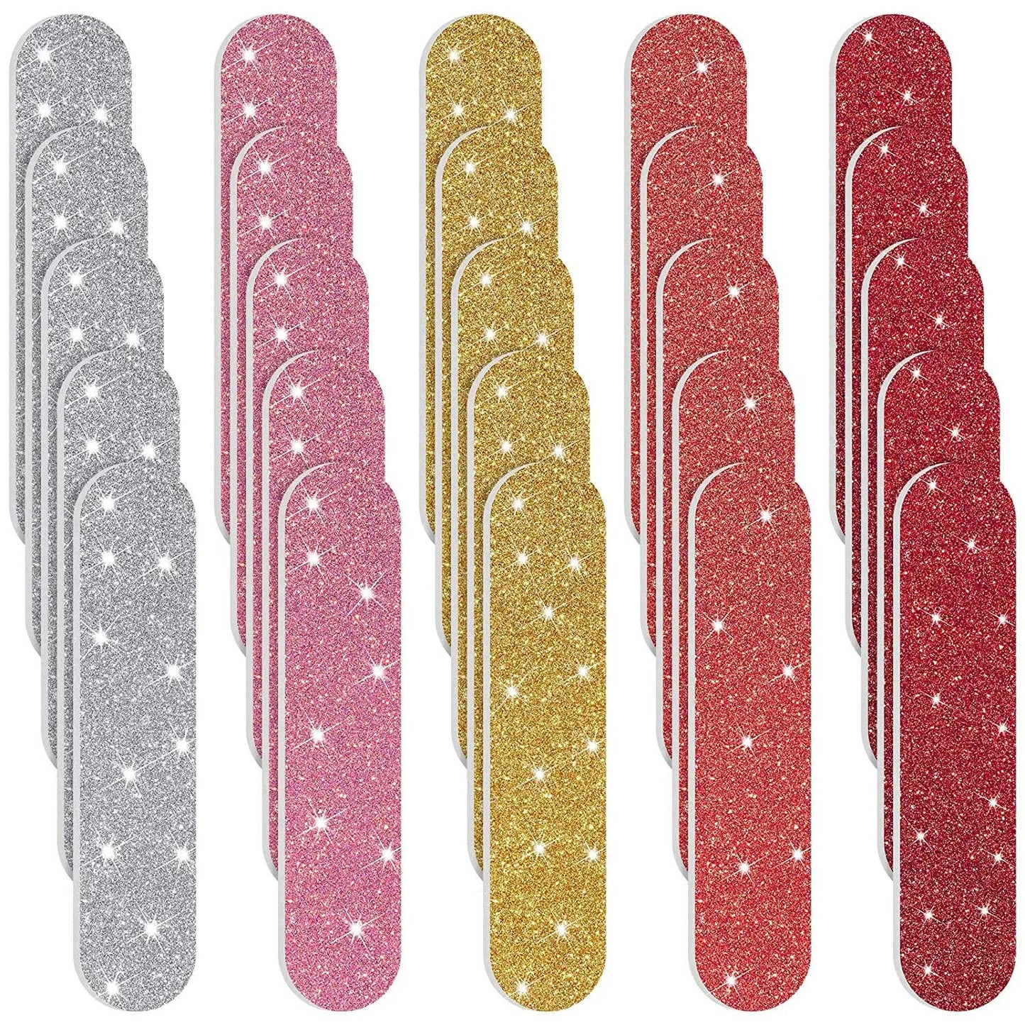 Nail Files 100Pcs Plastic Disposable Colorful Glitter Double Sided Sandpaper 6cm