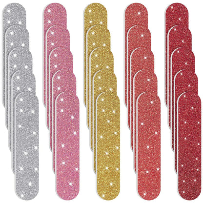 Nail Files 100Pcs Plastic Disposable Colorful Glitter Double Sided Sandpaper 6cm