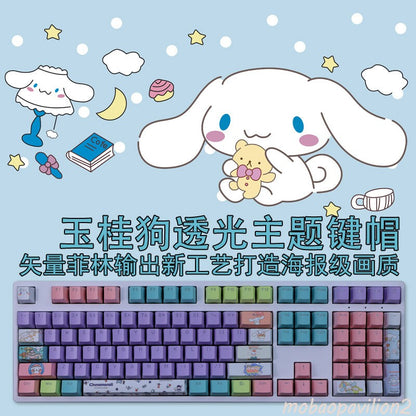 New Cute Cinnamoroll Theme PBT Translucent Keycaps 108 OEM Height for Mechanica
