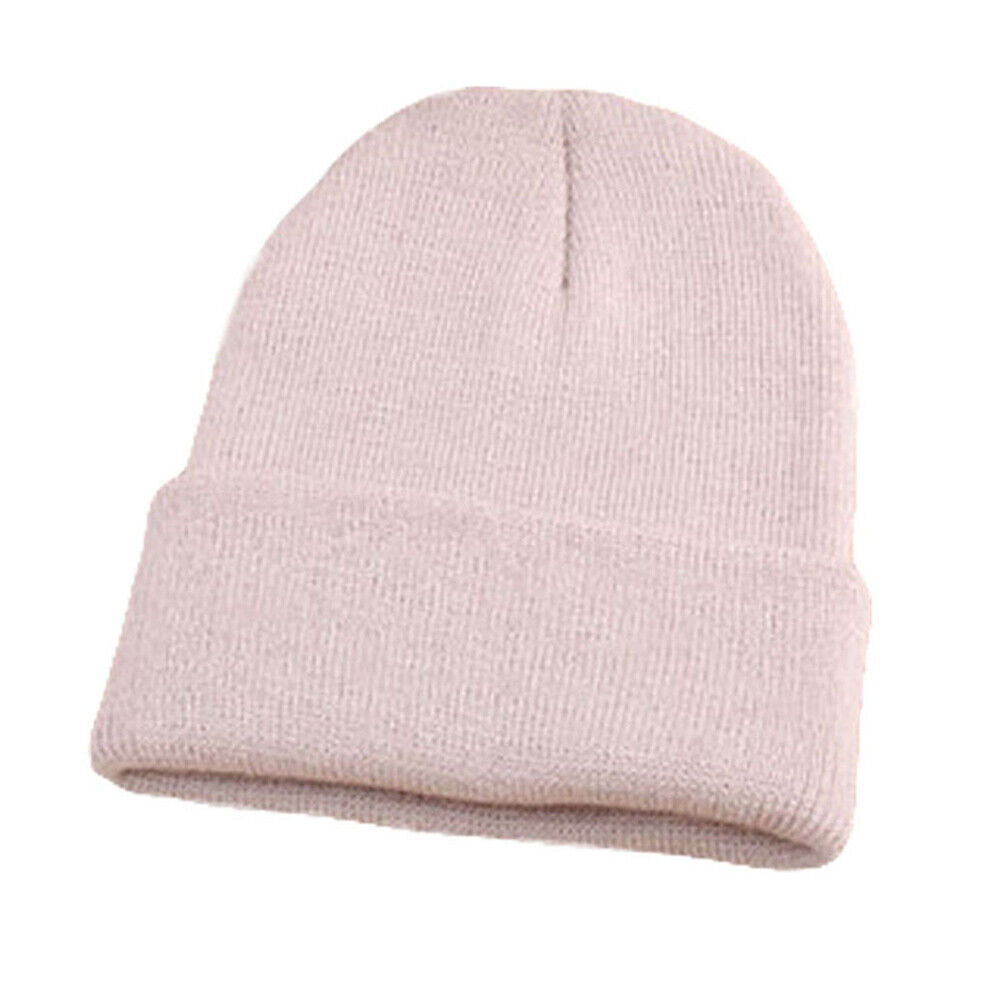 Beanie Hat Men Women Plain Knit Ski Cap Warm Elastic Skull Winter Cuff Thermal