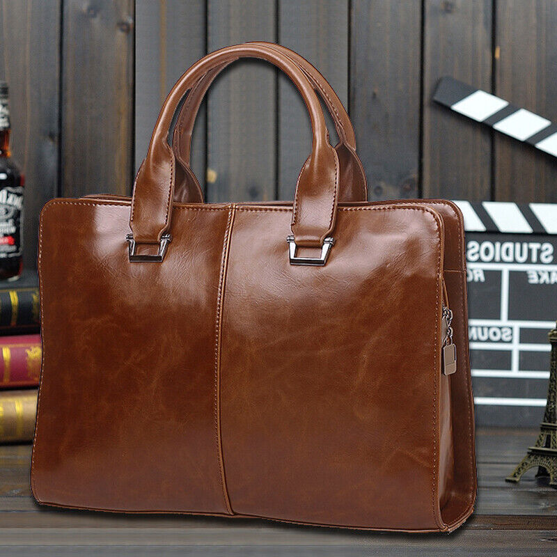 Men's Business Bag Travel Package Leather Briefcase Laptop Bag Shoulder Work Bag