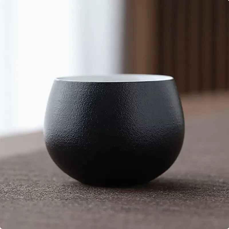 Black Pottery Teacup Master Cup Handmade Ceramic Chinese Tea Ceremony Single Cup
