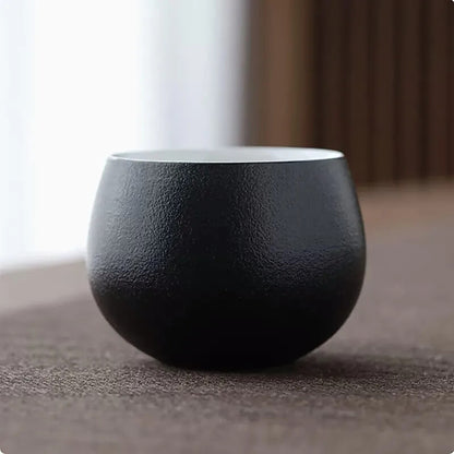Black Pottery Teacup Master Cup Handmade Ceramic Chinese Tea Ceremony Single Cup